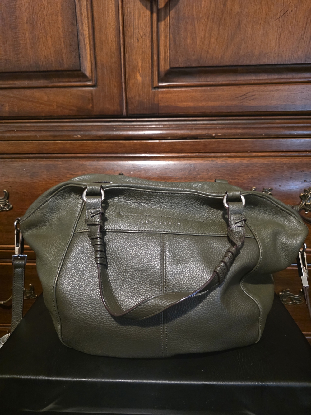 Sanctuary Olive Green Pebbled Leather Crossbody Tote